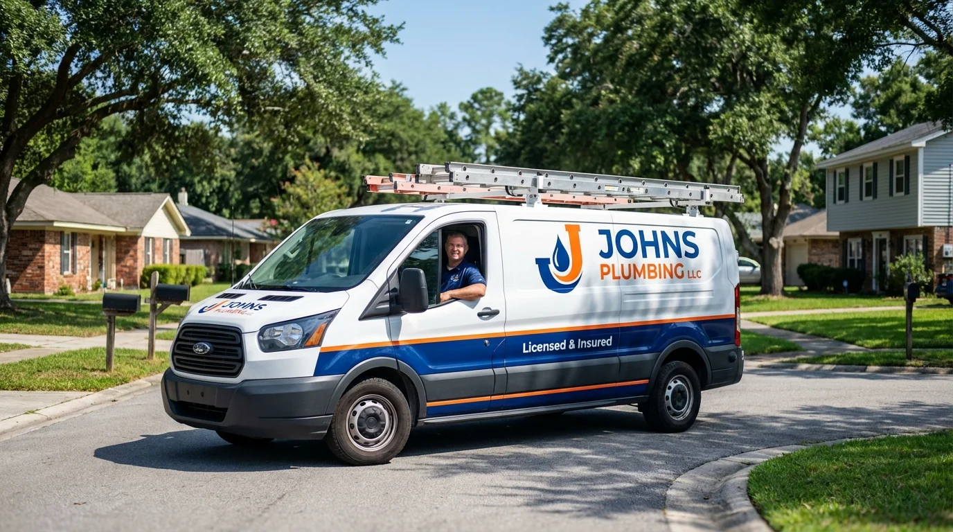 Johns Plumbing LLC service van in West Salem, OH