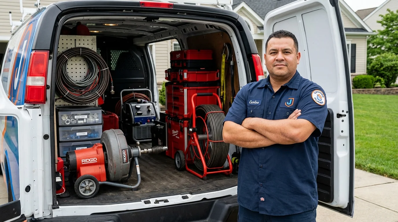 Professional drain cleaning equipment and Johns Plumbing LLC plumber in West Salem