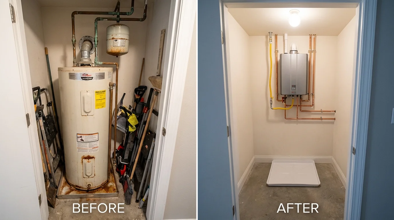 Tank water heater versus wall-mounted tankless unit comparison for West Salem, OH homeowners